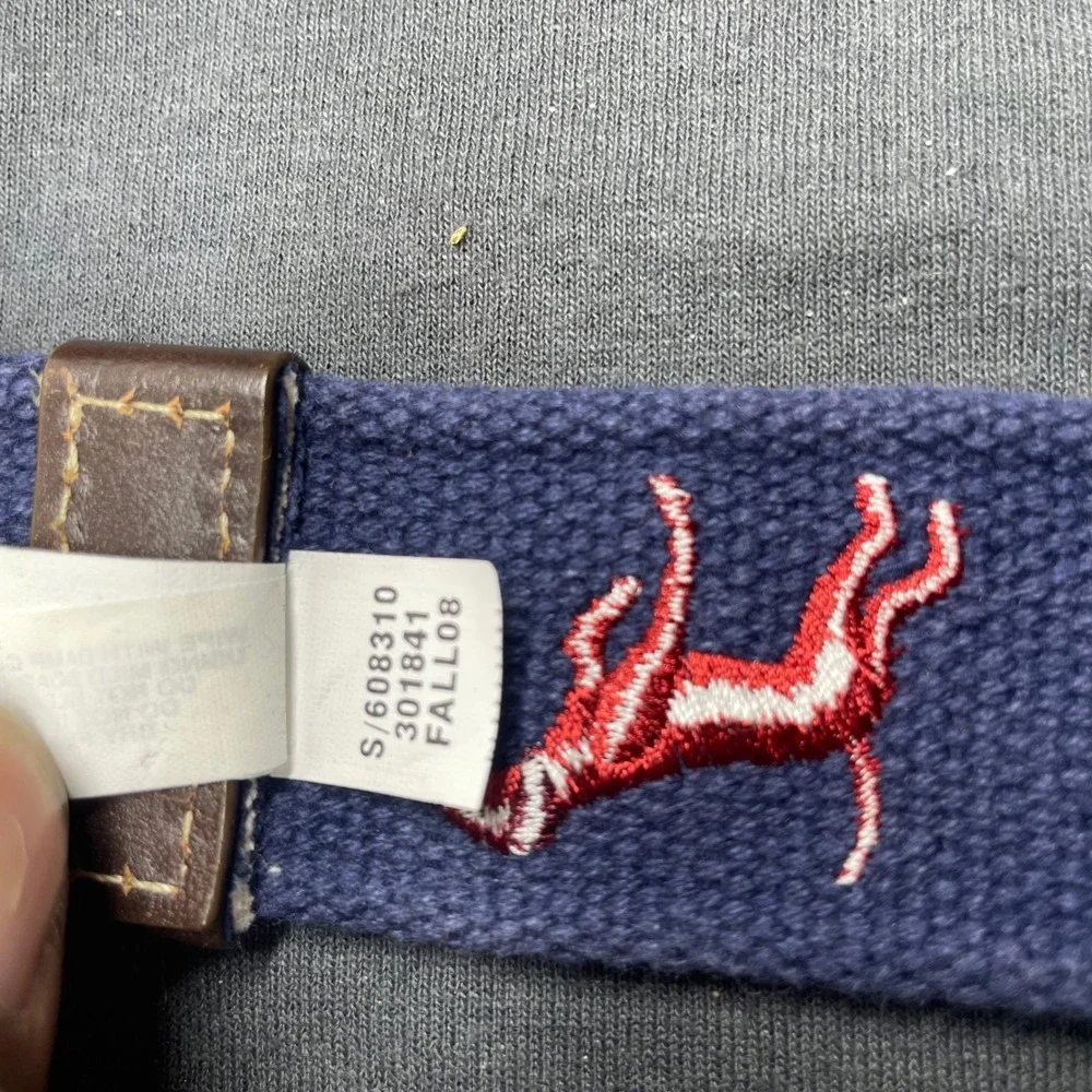 Gap Men VTG Belt Navy preppy Blue Cotton Canvas L/XL Preppy Red Dog D-Ring